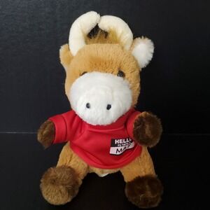HIT Yak 'Mat' Plush 7" Yak Access Mascot Brown Stuffed Animal Wearing Red Shirt